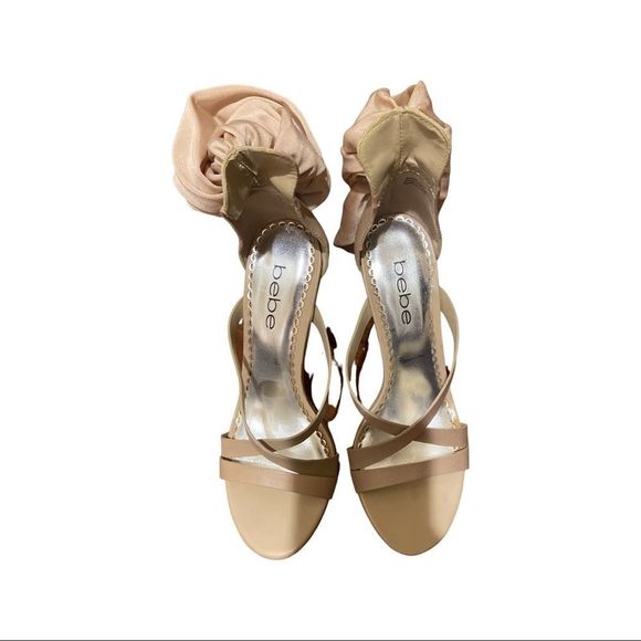 bebe Shoes - Nude Bebe sandals with ankle wraps - size 6
